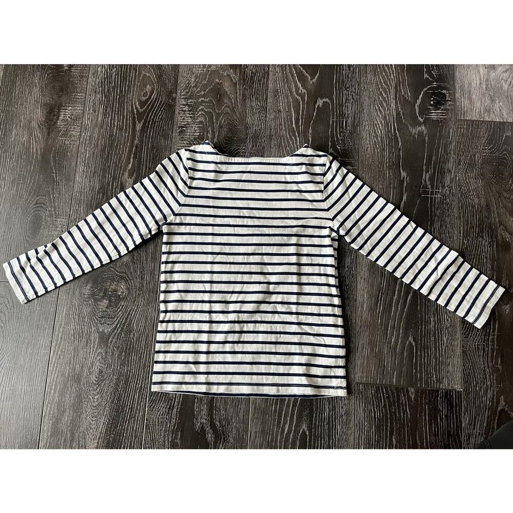 Mini Boden Everyday Breton Long Sleeve, White/Navy Stripes, size 6-7Y